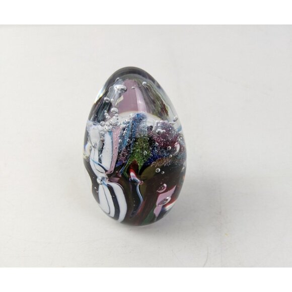 Lizaville 1993 Glass Egg Shaped Bubble Paperweight 3